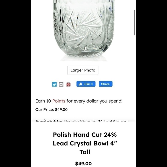 European Crystal. Genuine Hand Cut Lead Crystal Heart From Poland. 24% Pbo - Picture 16 of 16